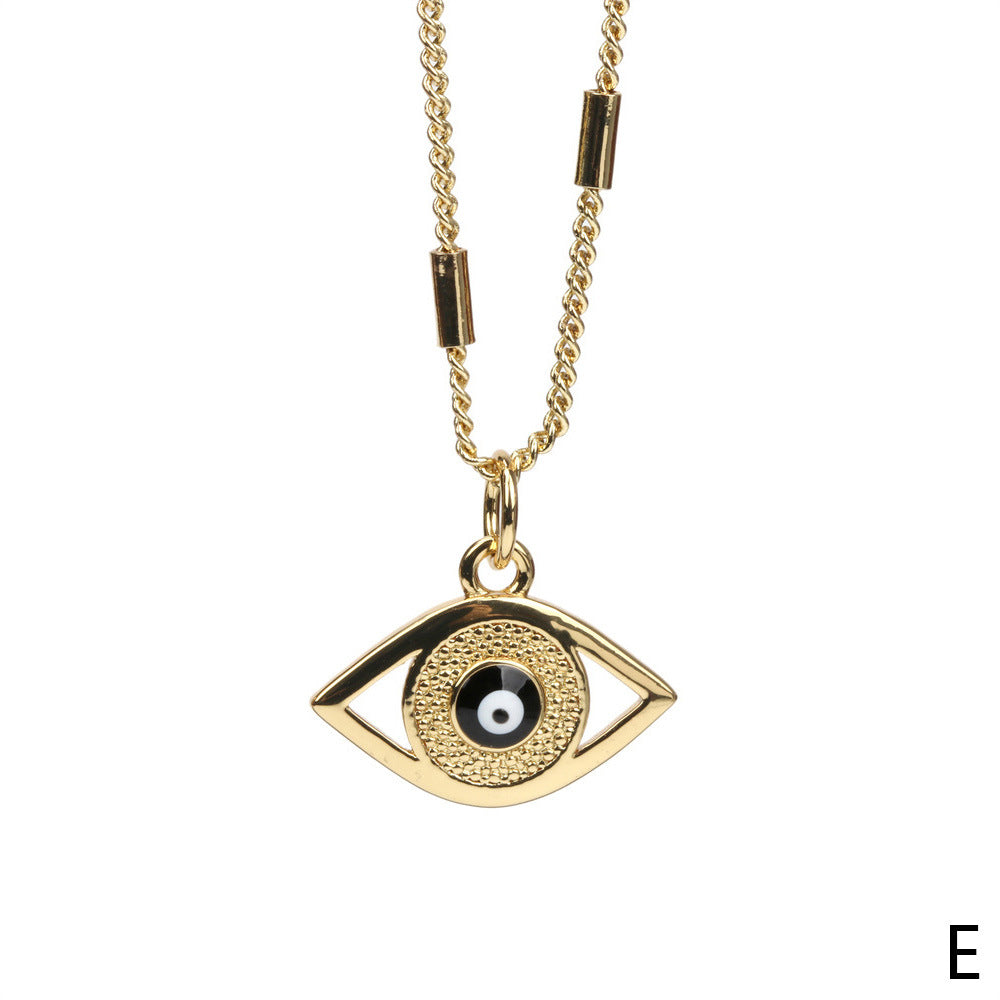 Wholesale Enamel Devil Eye Exaggerate Trendy Collarbone Gold Plated Necklaces